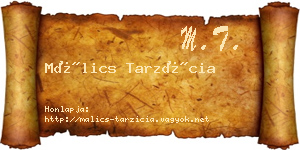Málics Tarzícia névjegykártya